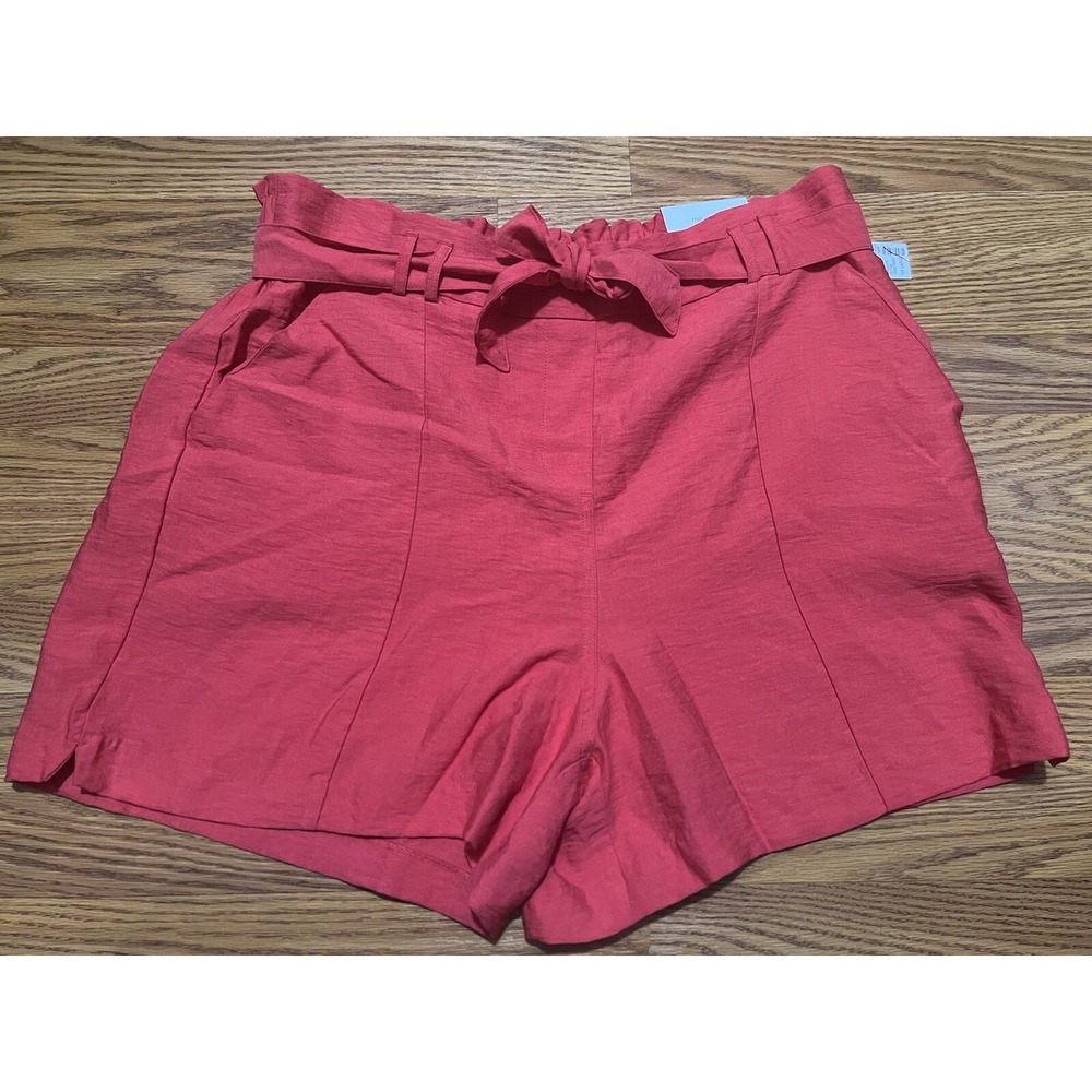 NWT Maurices High Rise Shorts Womens XXL Red Tie Waist Casual Pull On